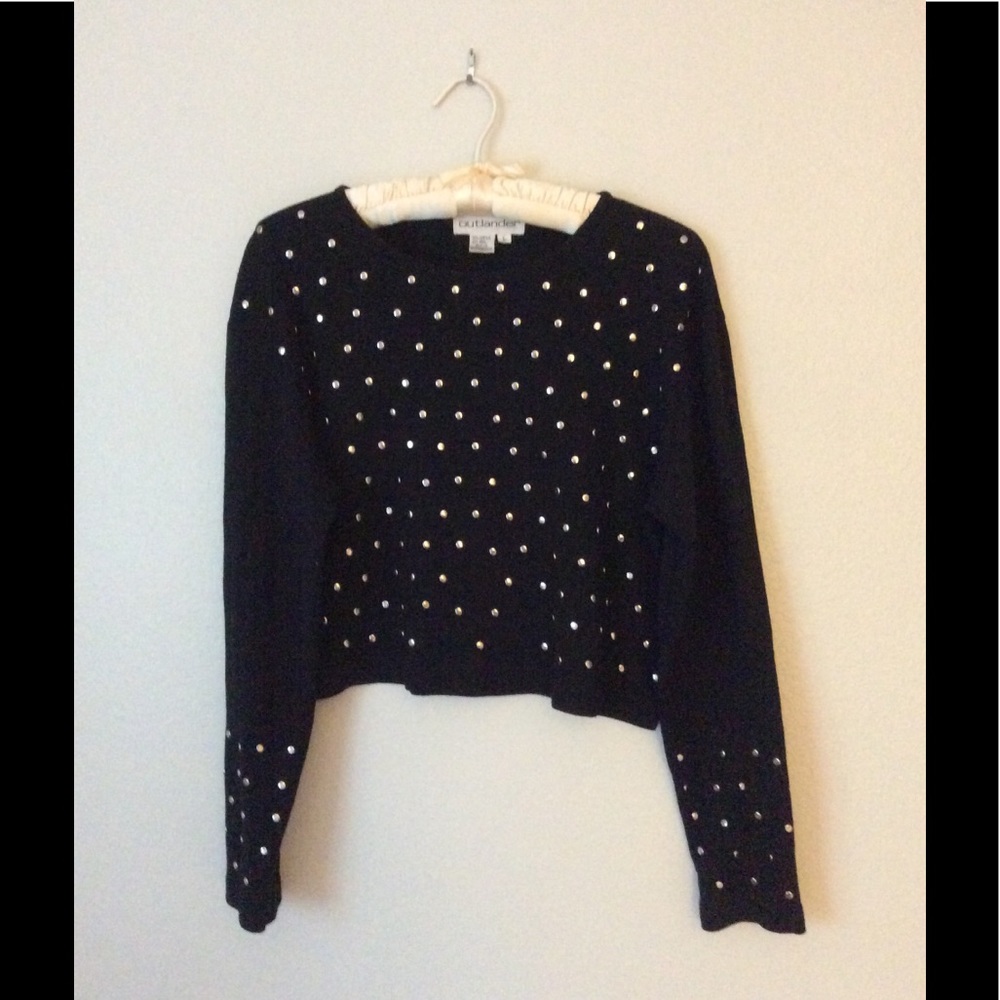 Black Studded Crop Sweater