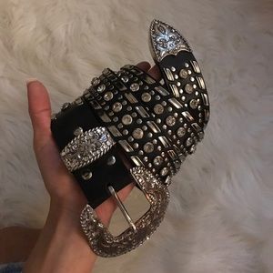 Western embellished bling silver belt