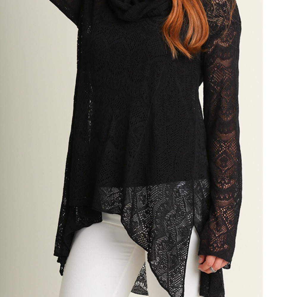 Black Crocheted Sweater Tunic! Firm