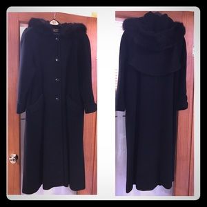 Woman's Wool Coat with Hood, Size 8