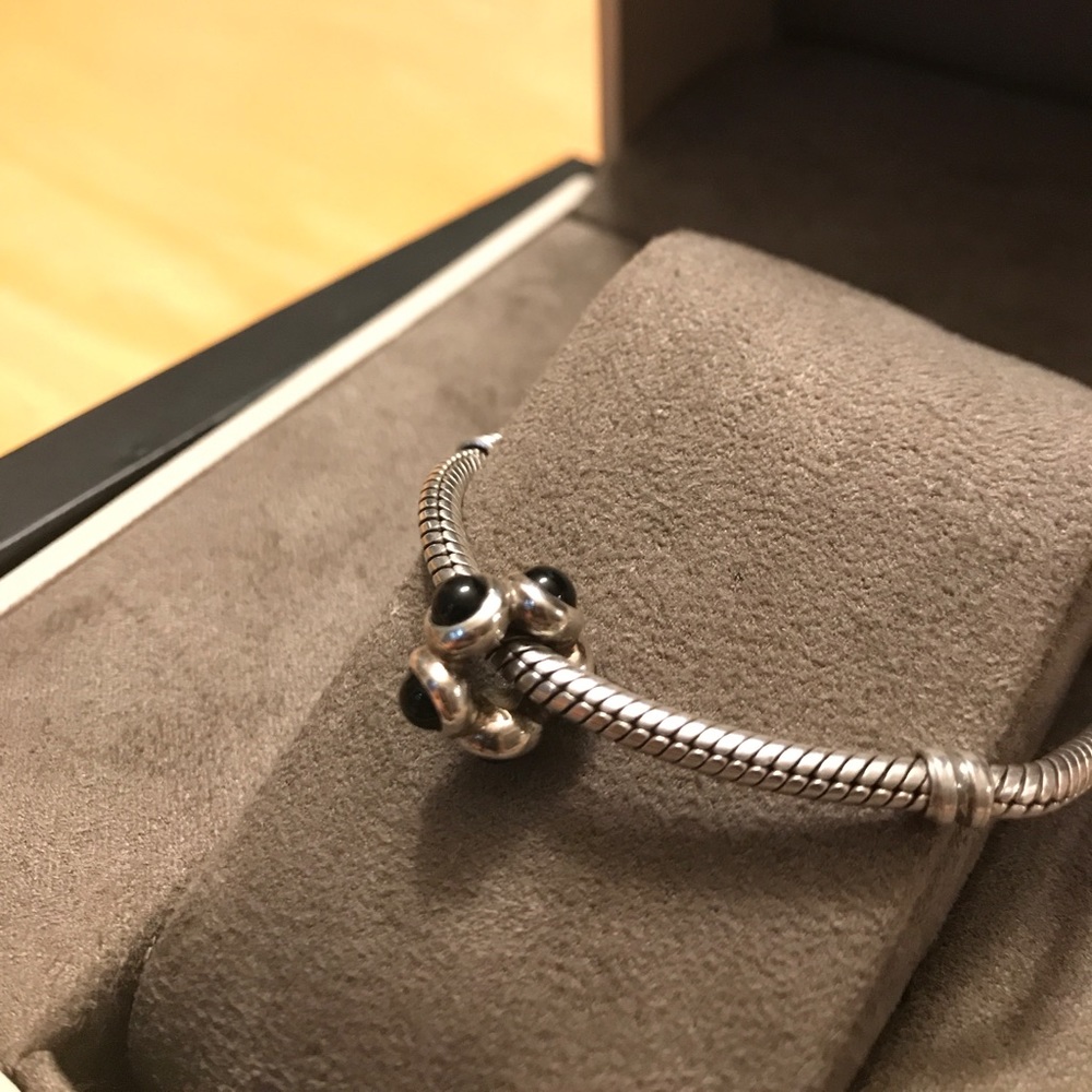 Authentic Pandora sterling silver and onyx spacer