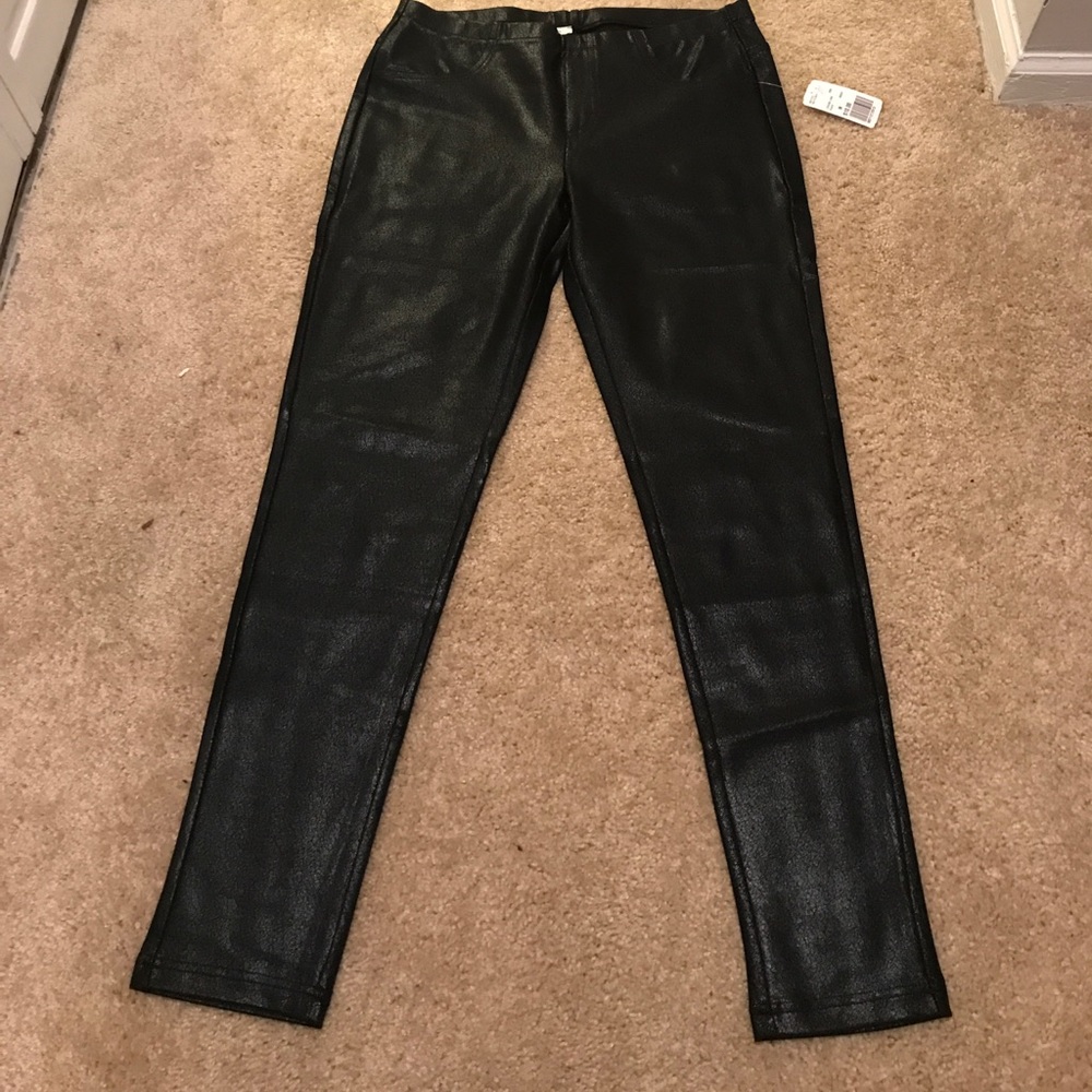 Black Crackled Faux Leather Leggings