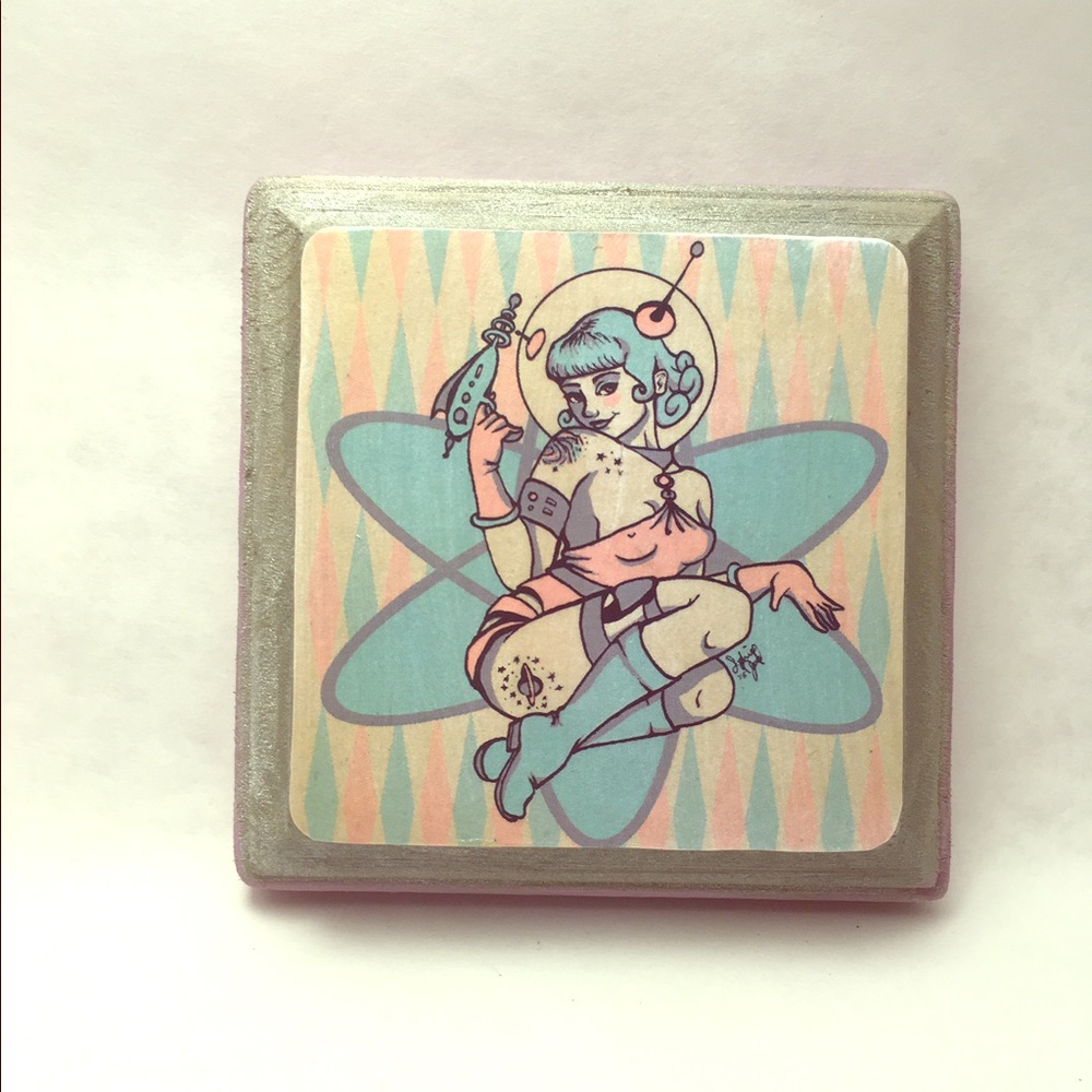 Spacebabe wood print