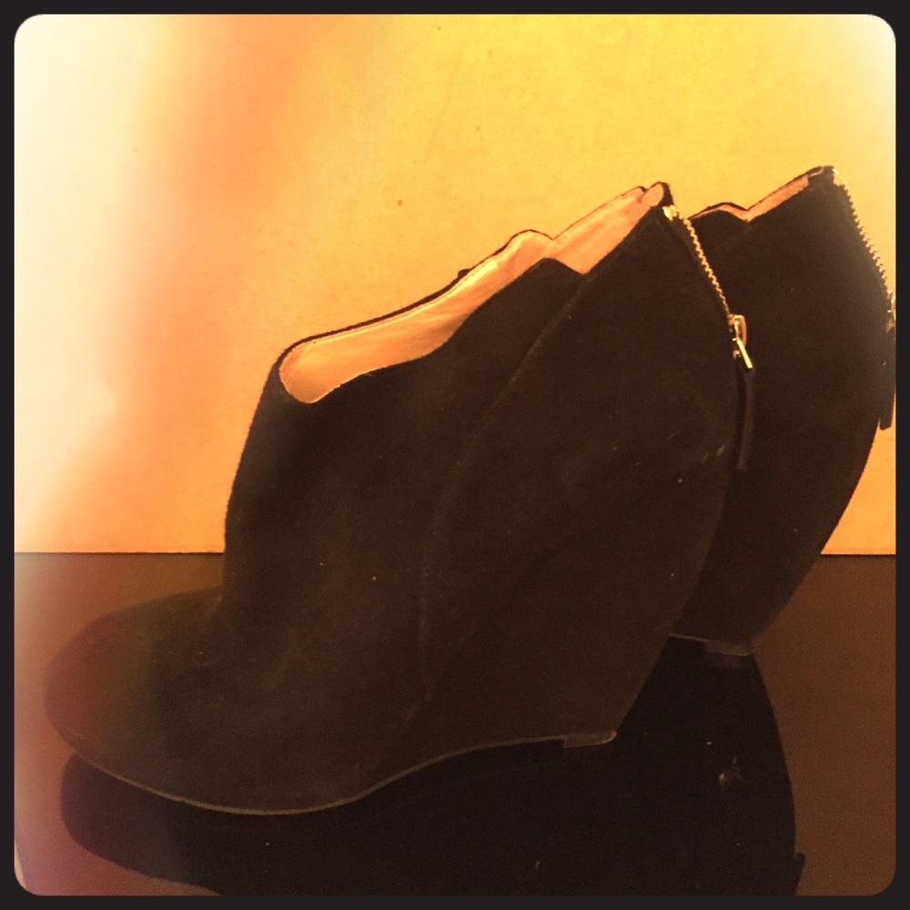 Suede wedge booties