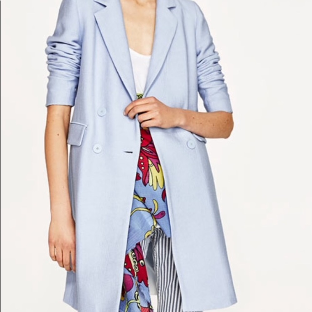 Zara baby blue pea coat 💙 - Picture 4 of 4