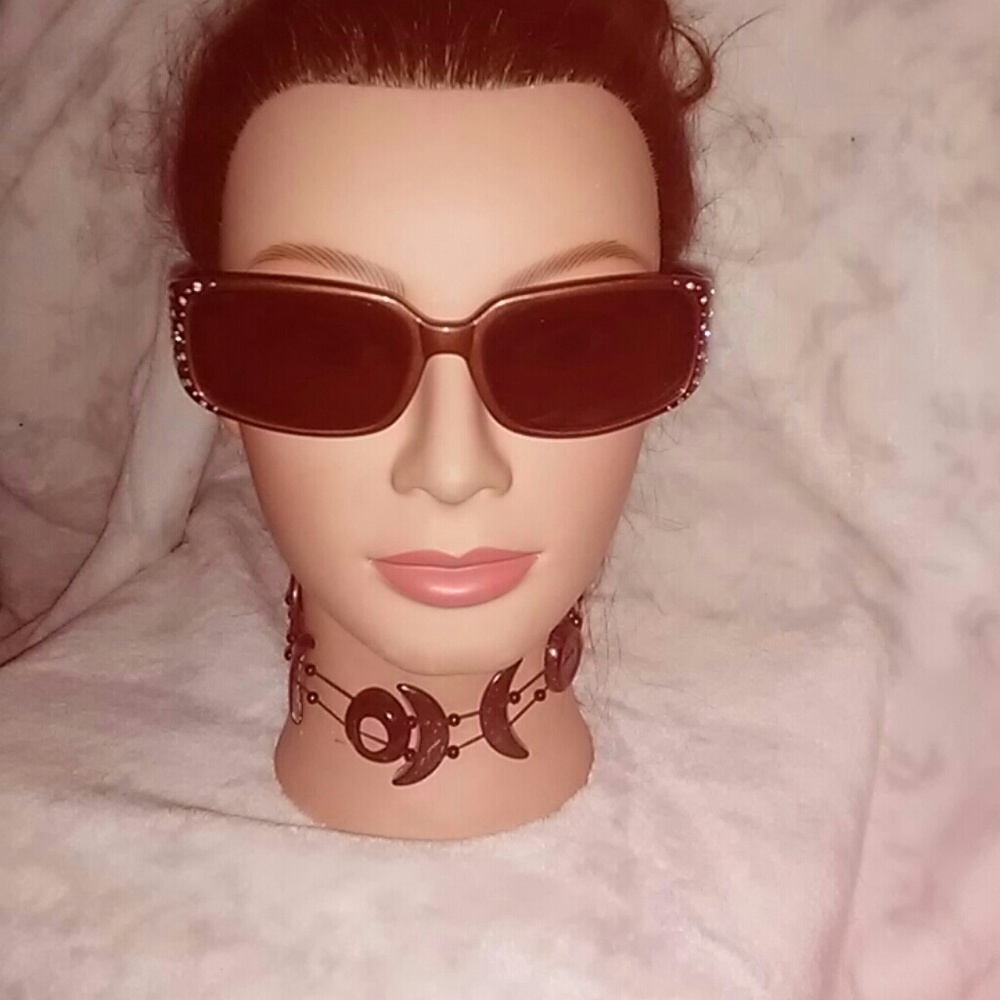 VINTAGE GUESS RHINESTONE BROWN SUNGLASSES