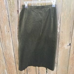 Jones New York i.magnin Green Velvet Skirt EUC