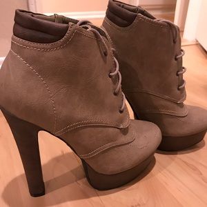 Taupe high heel booties size 8.5