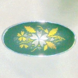 Vintage Damascene Floral Brooch