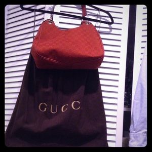 Red Vintage Gucci Canvas Purse