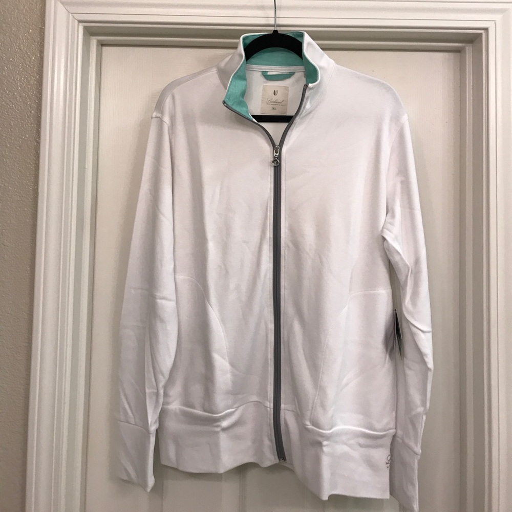 Ladies white zip up athletic jacket