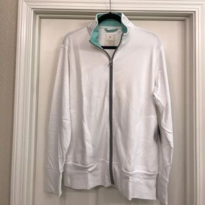 Ladies white zip up athletic jacket