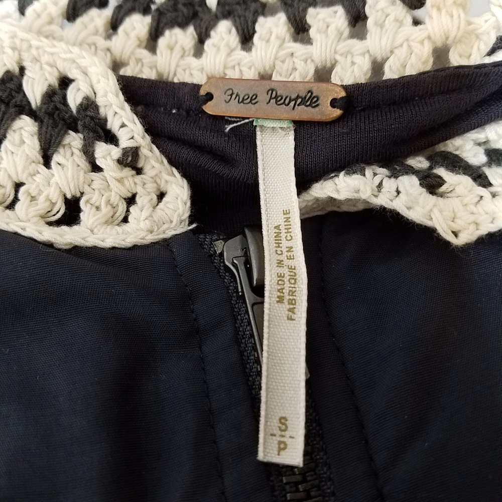 Free People Crochet Trim Baseball Bomber Jacket - Picture 7 of 8