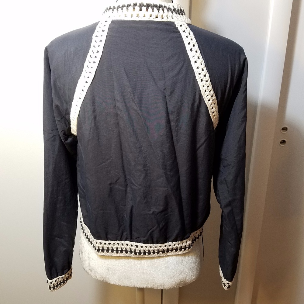 Free People Crochet Trim Baseball Bomber Jacket - Picture 4 of 8