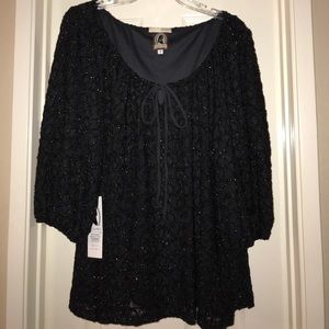Lee Lee’s Valise NWT sparkly black blouse size 2X
