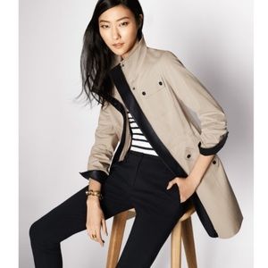 Ann Taylor Cargo Trench w/ Leather Trim Coat