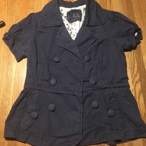 Navy Blue button up jean cardigan.