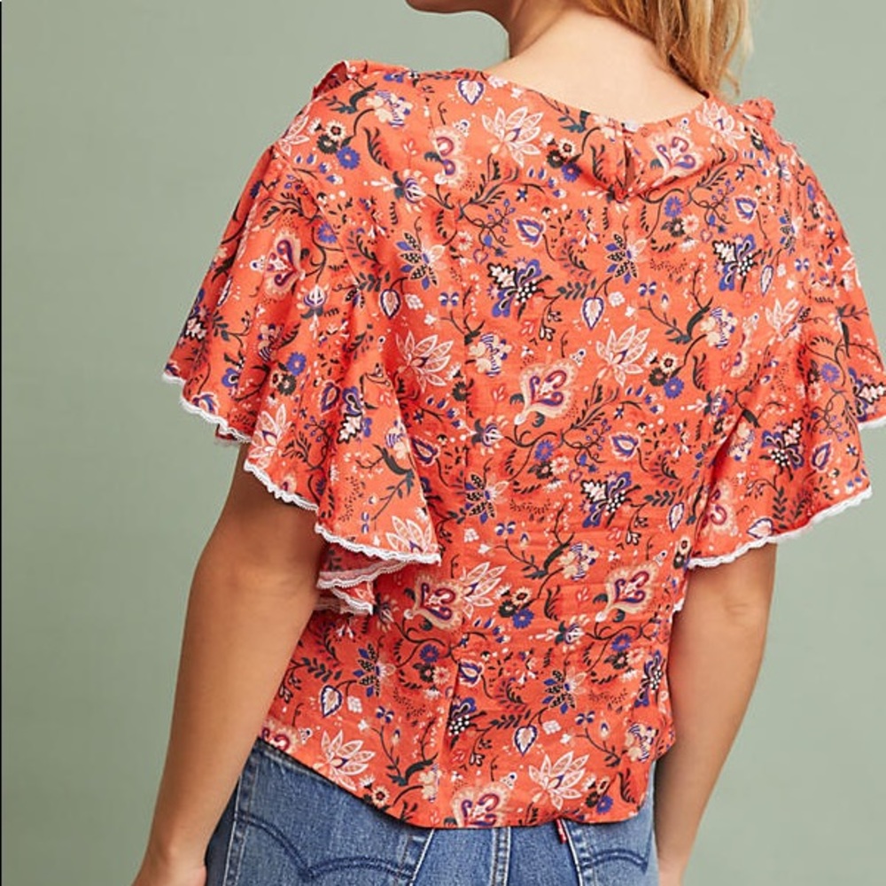❌SOLD❌ NWT Dina Agam Coralie Ruffled Top Anthro - Picture 4 of 4