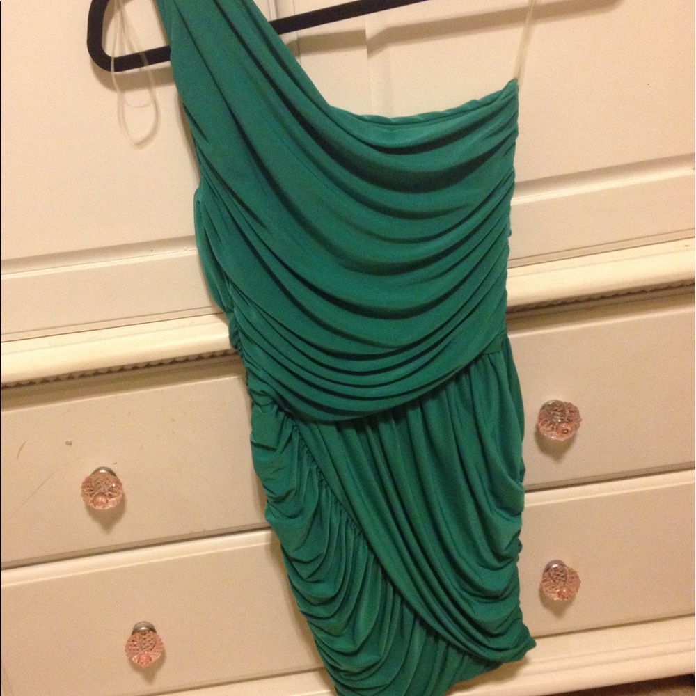 Emerald Green One Shoulder Dress