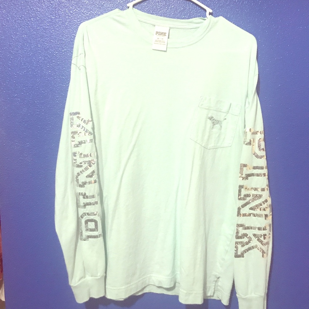 Bling Sequin Seafoam Victoria Secret long sleeve