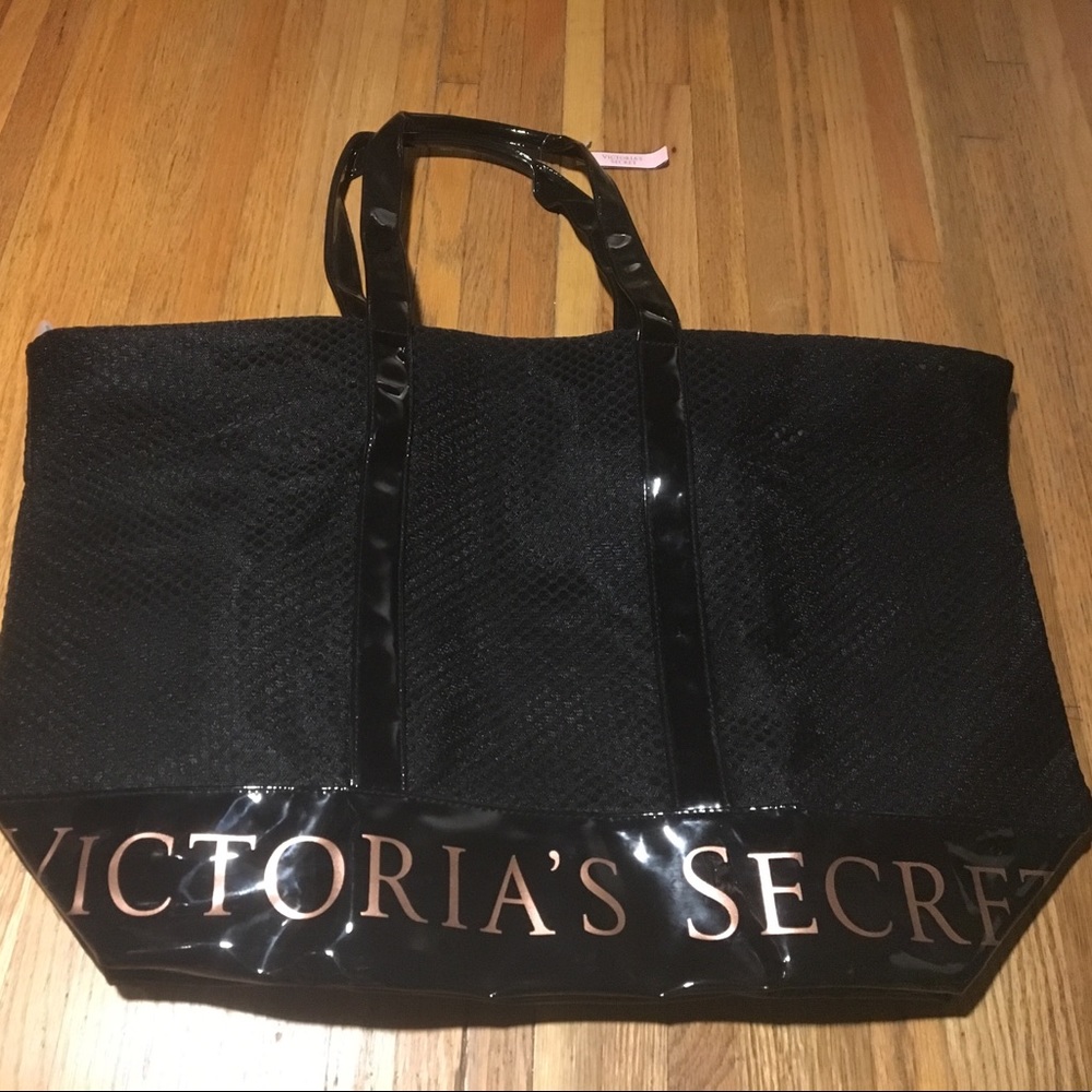 NWT Victoria Secret black mesh tote.