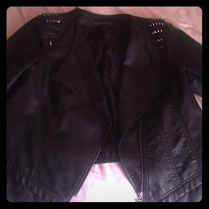 Faux leather crop jacket