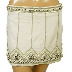 New $168 Free People Embellished Beige Mini Skirt