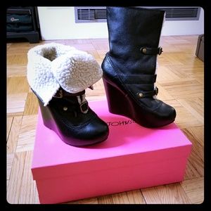 Betsey Johnson Fold-Over Ryderrr Wedge Boots