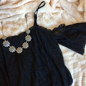 Black Lace Cold Shoulder Dress 👠
