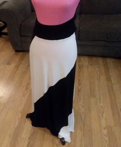Lane Bryant-Black and white cotton Maxi skirt