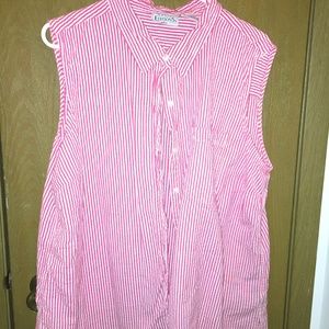 pink & white button-down tank top