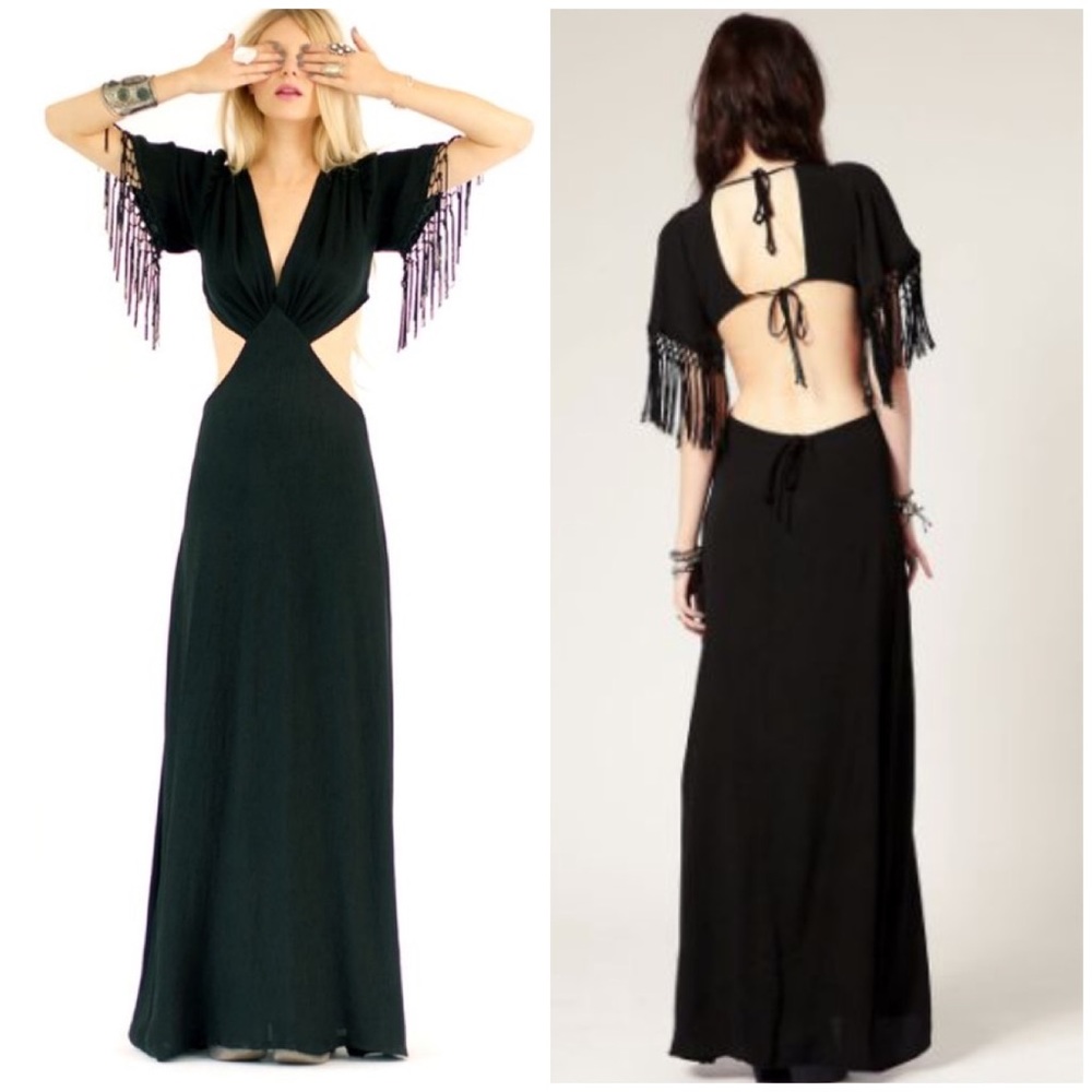 American Gold Voodoo You Do Fringe Cut Out Maxi