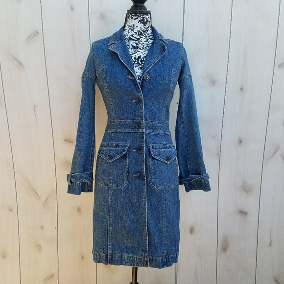 denim long coat ladies