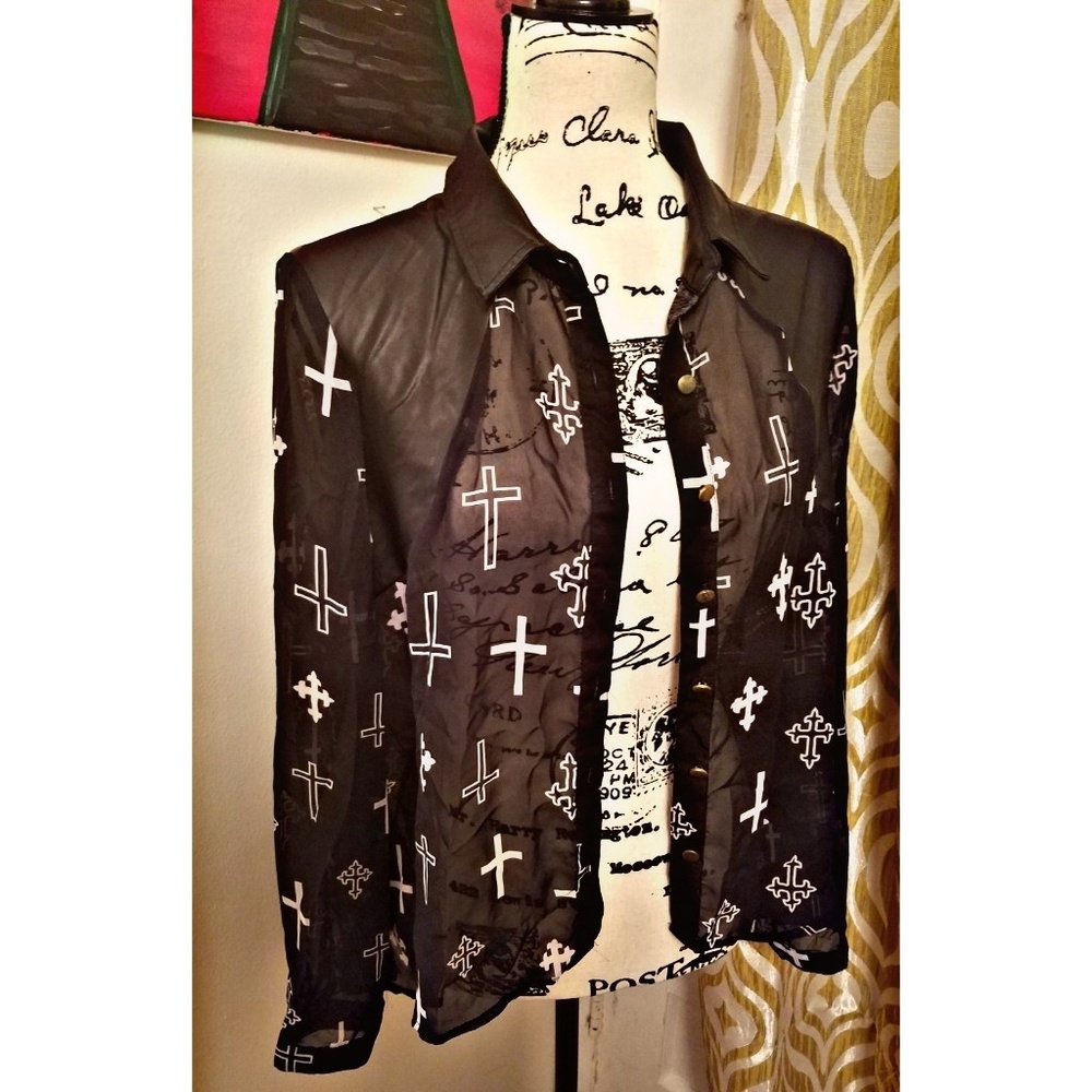 Black and white Sheer cut out Blouse