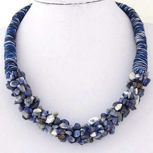 Blue coral rope necklace