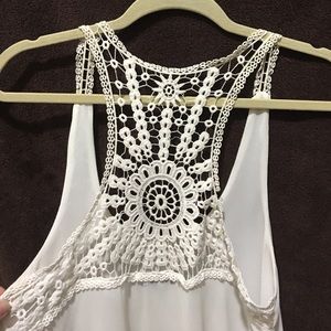 Naked Zebra loose fitting white crochet tank