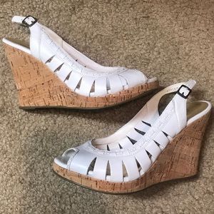 Cathy jean white cork wedges