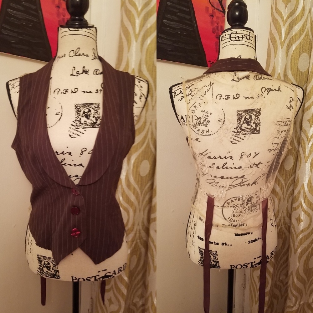 Unique brown pin stripe Vest