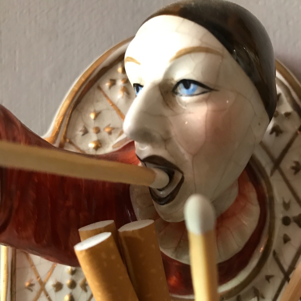 French Antique Match Holder/Scratcher porcelain