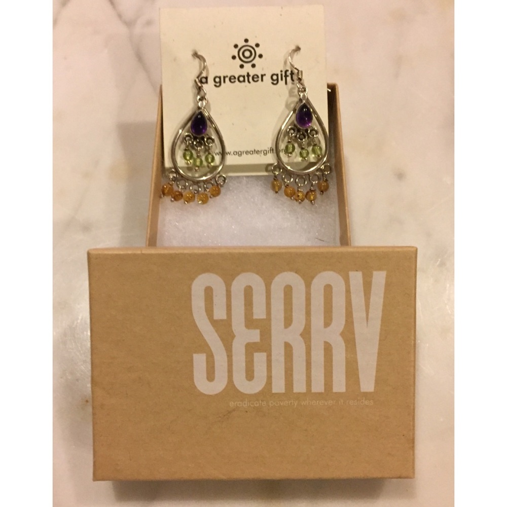 NWT Sterling Silver and Amethyst Boho Earrings