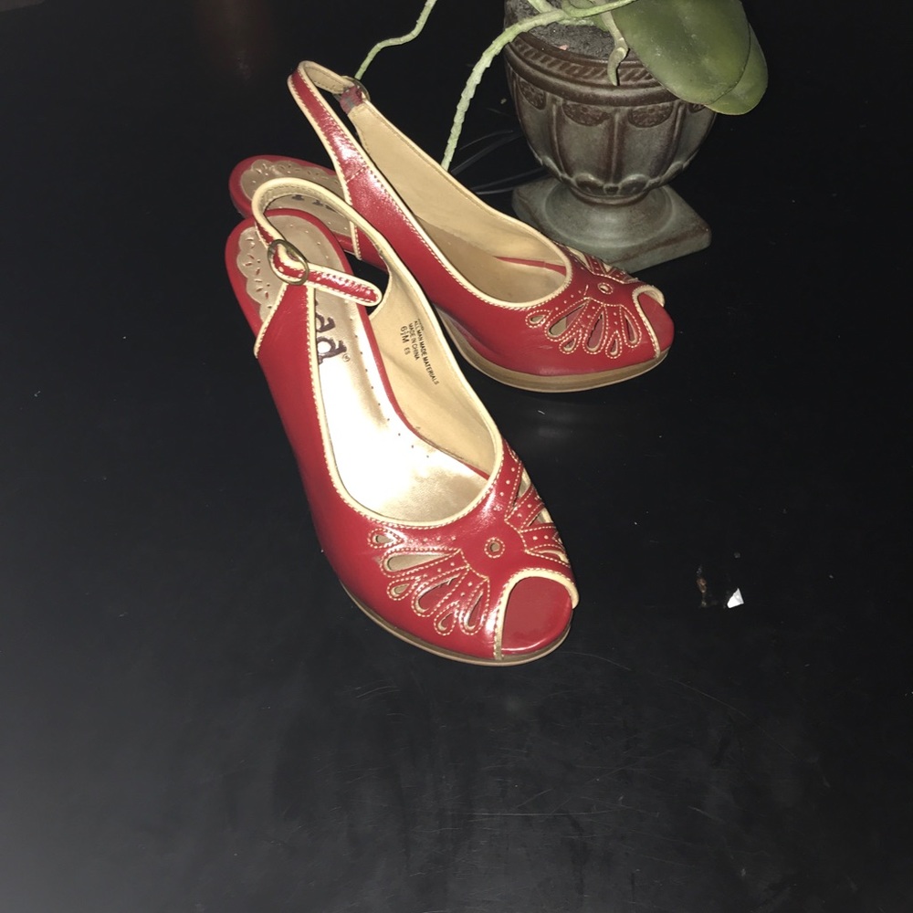 Red peep toe mudd high heels