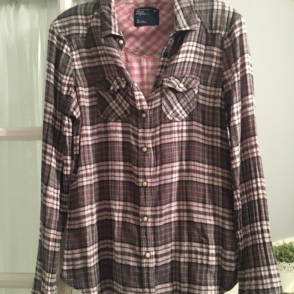 American Eagle pink flannel