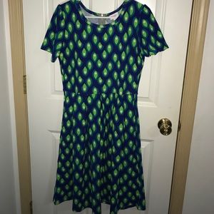 Amelia LuLaRoe Dress in green and blue (L)