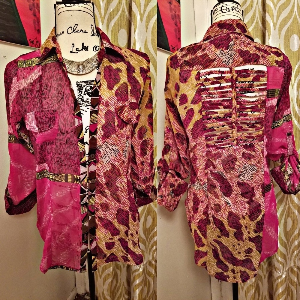 Vintage Pink Detailed  Button up Top