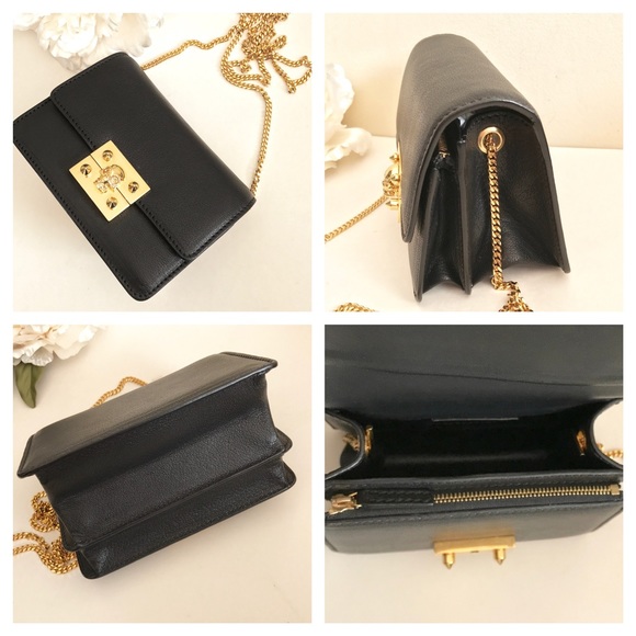 Alexander McQueen Black Crystal Skull Bag Gold HW - Picture 3 of 9