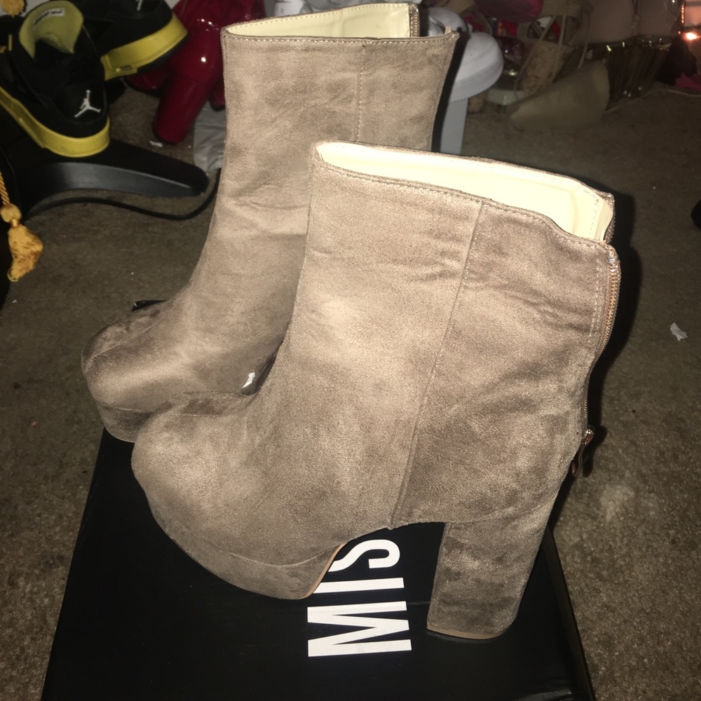 Brown suede platforms