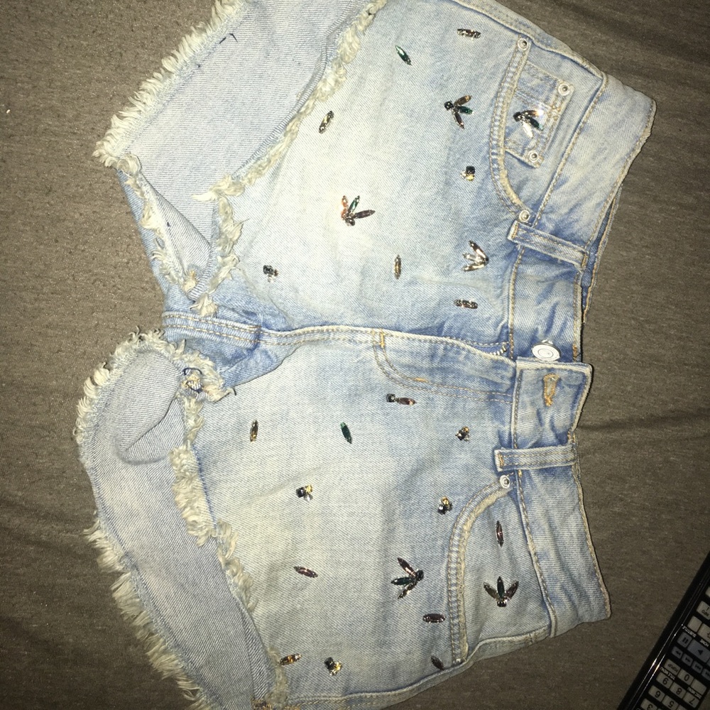 Denim bedazzled shorts