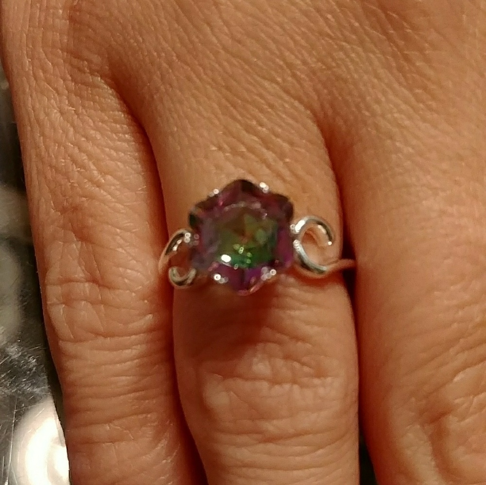Topaz Rainbow ring set in Sterling silver NWOT