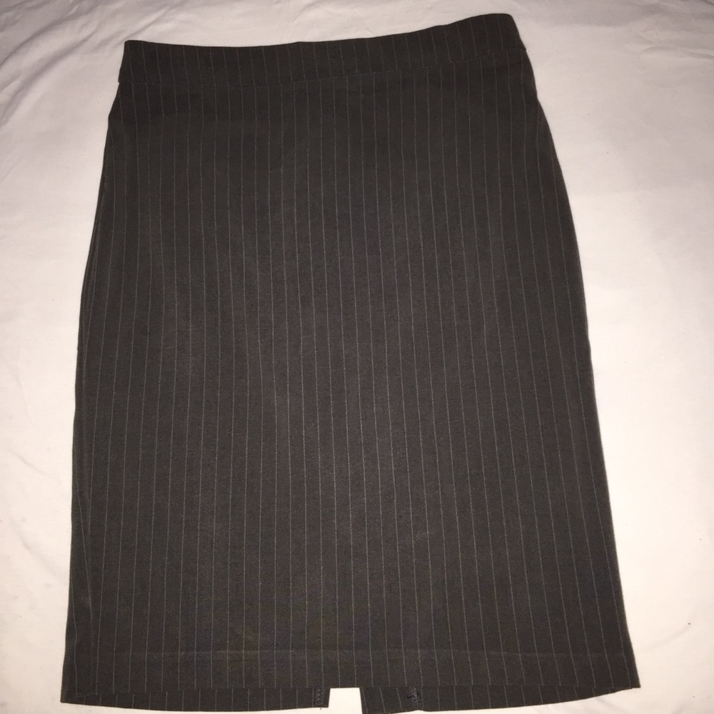 Gray Pinstripe Pencil Skirt