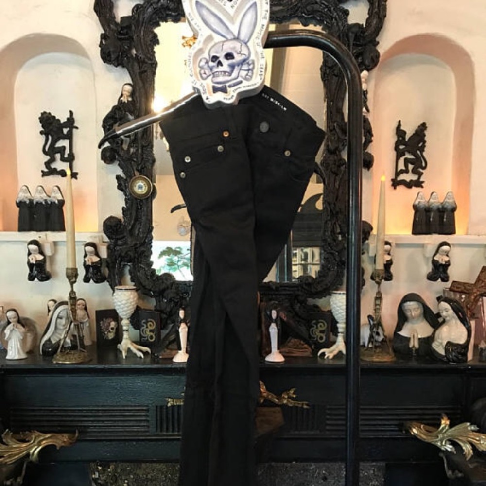 YSL logo denim black skinny slim designer jeans